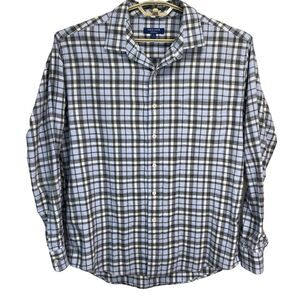 Cole Haan Grand OS Plaid Flannel Shirt Mens XL Blue Career Long Sleeve Button